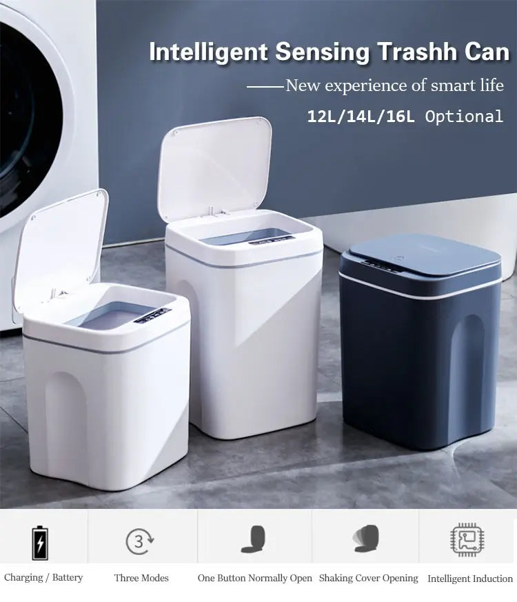 Automatic Sensor Trash Can Electric Touchless Smart Bin Kitchen Bathroom