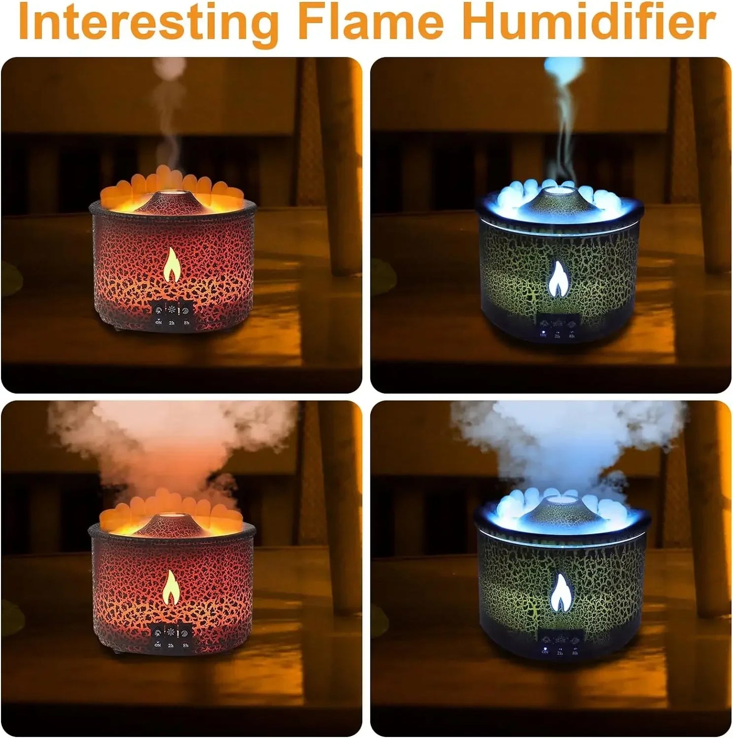 Flame Air Humidifier Light Ultrasonic Essential Oil Aroma Diffuser for Home Room